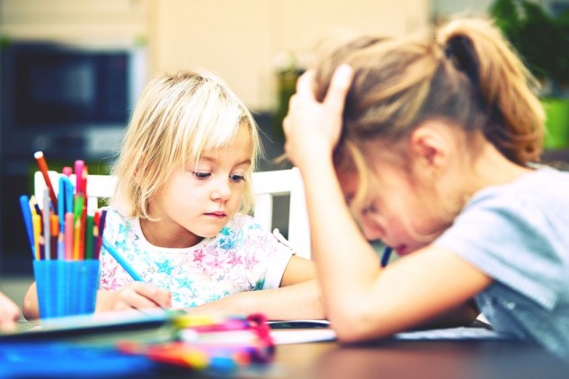 Frustrated child learning