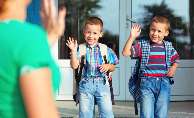 small children preparing for school