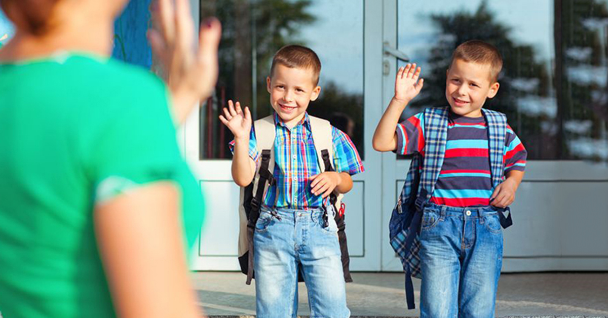 small children preparing for school