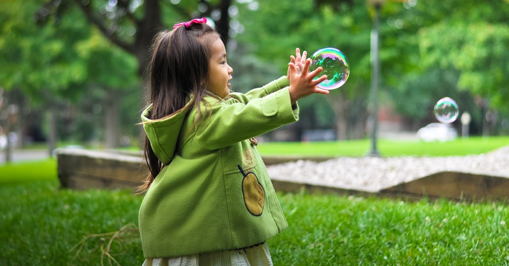 girl bubble nature