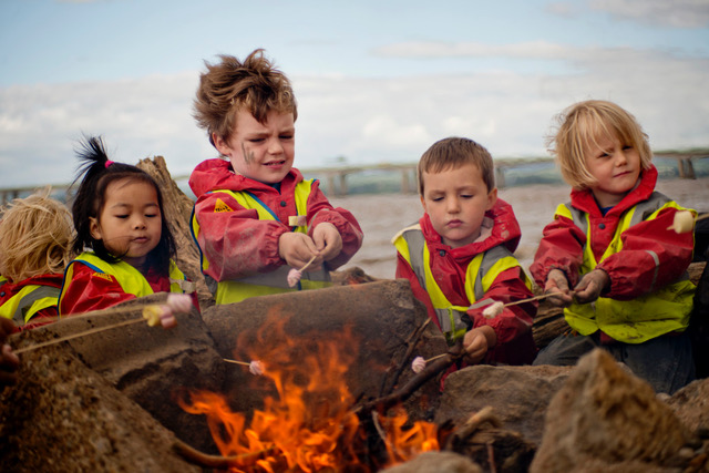 children attending beach schools