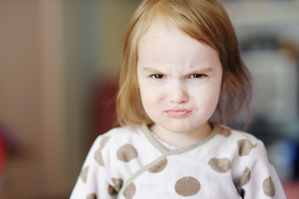 12789457 – portrait of little angry toddler girl